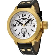 Invicta Men's White Dial 18k Gold Plated 3 EYE Multi Function Stainles