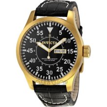 Invicta Specialty Outdoor Black Dial Stainless Steel Leather Mens