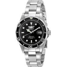 Invicta Watches Men's Pro Diver Black Dial Stainless Steel Stainless S