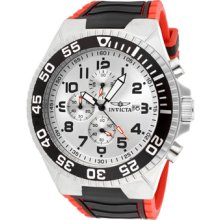 Invicta Watches Men's Pro Diver Chronograph Silver Dial Black/Red Poly