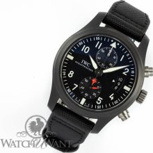 IWC Watches Men's Pilot's Watch Top Gun Mechanical Chrono Black Dial B