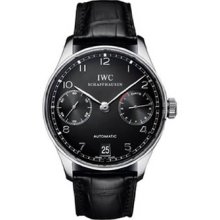 IWC Watches Portuguese Black Dial Leather Alligator Men's Automatic Po