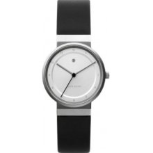 Jacob Jensen Dimension Series Women's Quartz Watch With White Dial Analogue Display And Black Leather Strap 871