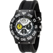 Jacques Farel Mens Chronograph Stainless Watch - Black Rubber Strap - White Dial - JACMCM1111