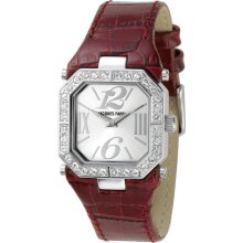 Jacques Farel Womens Fashion Stainless Watch - Red Leather Strap - Silver Dial - JACFCK1122