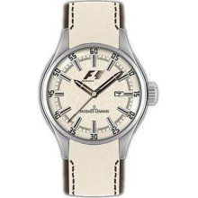 Jacques Lemans Men's Stainless Steel Formula One Cream Dial Leather Strap F5035C