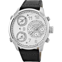 JBW Men's 'G4' Multi Time Zone Black Strap Lifestyle Diamond Watch (Black/White)