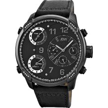 JBW Men's 'G4' Multi-time Zone Black Diamond-accented Watch (Black)