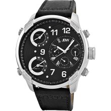 JBW Men's 'G4' Multi Time Zone Black Strap Lifestyle Diamond Watch (Black)
