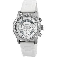 JBW Women's Venus Sport Silver White Diamond Watch (Stainless steel with white rubber band)