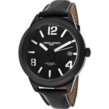 Jorg Gray Watch Jg1950-12 Men's Black Dial Black Ip Case Black Genuine Leather