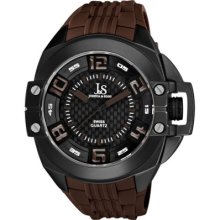 Joshua & Sons JS-39-Br Bold Swiss Quartz Silicon Strap Mens Watch