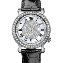 Juicy Couture 'Queen Couture' Leather Strap Watch Black