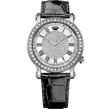 Juicy Couture Watch, Womens Queen Couture Black Embossed Leather Strap