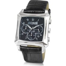 Just Cavalli Designer Men's Watches, Blade - Black Croco Leather Strap Chrono Watch