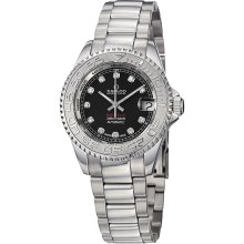 Kadloo Women's 'Match Race' Black Diamond Dial Stainless Steel Watch