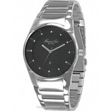Kenneth Cole Mens Round Slim Watch Black Dial Stainless KC3868