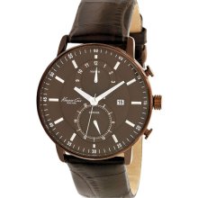 Kenneth Cole New York Round Leather Strap Watch Brown