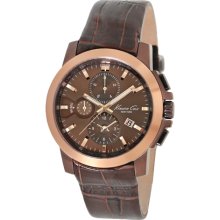 Kenneth Cole New York Chronograph Watch With Brown Croco-Embossed Strap