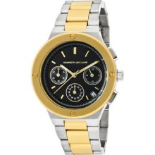Kenneth Jay Lane Watches Women's Chronograph Black Sunray Dial Two Ton