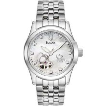 Ladies 96P114 Bulova Watch in Stainless Steel with Diamond Hearts