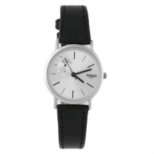 Ladies Casual Knit Pattern Band Round Dial Stainless Steel Wrist Watch - Black - Metal