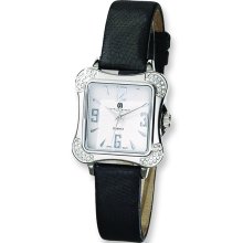 Ladies Charles Hubert Leather Band Silver White Dial 29mm Watch