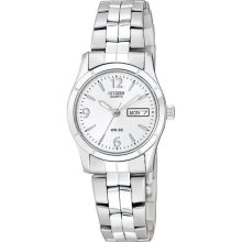 Ladies Citizen Quartz 50 Meter Silver Dial Stainless Watch With Date Eq0540-57a