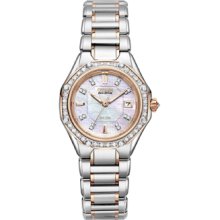 Ladies Eco-Drive Octavia Diamond Stainless Steel and Rose Gold MOP Dial Watch