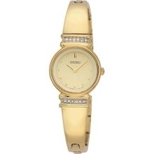 Ladies' Goldtone Crystal Stainless Steel Semi-Bangle Bracelet Watch