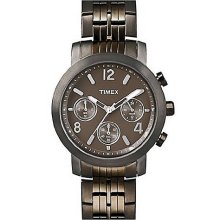 Ladies? Gunmetal Grey & Brown Stainless Steel Chronograph Watch