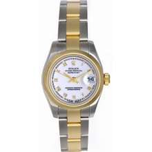 Ladies Rolex 2-Tone Datejust Watch 179163 White Dial