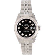 Ladies Rolex Datejust Steel Watch with White Gold Bezel 79174