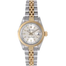 Ladies Rolex Datejust Watch 69173 Silver With Gold Stick Markers
