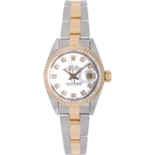 Ladies Rolex Datejust Watch 69173 Factory White Diamond Dial