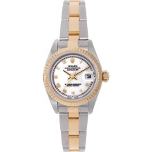 Ladies Rolex Datejust Watch with Gold Crown & Fluted Bezel 69173