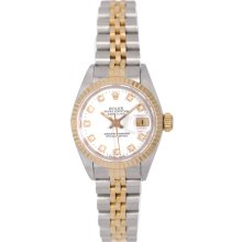 Ladies Rolex Datejust Watch 69173 Custom White Diamond Dial