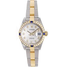 Ladies Rolex Datejust Watch with Custom Diamonds & Sapphires 69173