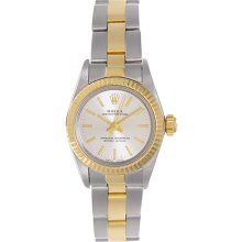 Ladies Rolex Oyster Perpetual Watch 67193 Silver Dial