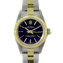 Ladies Rolex Zephyr 2-Tone Automatic Watch 76243 Black Dial