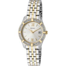 Ladies Seiko Two Tone Swarovski Crystal Watch Sxde50p1 Rrp Â£230