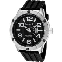 Lancaster Italy Watches Men's Trendy Black Textured Dial Black Silicon