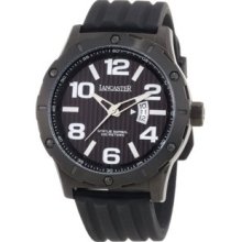 Lancaster Men's OLA0479NR Trendy Black Striped Dial Black Silicone