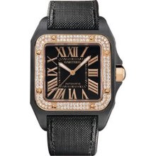 Large Cartier Santos 100 Mens Diamond Watch WM505015