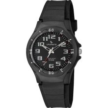 Laurens Men's VP58J901Y Resin Analog Black Plastic Case Rubber St ...