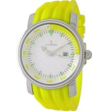 Le Chateau 7025M Wht Yel Men'S 7025M Quot Competencia Quot Sport Watch All Steel Color Rubber Band