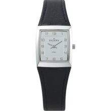 Leather and Silver Tone Watch