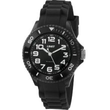 Limit Nitro Unisex Quartz Watch With Black Dial Analogue Display And Black Silicone Strap 5473.01