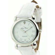 Lucien Piccard Women's Diamond Collection White Leather Watch 28178WH