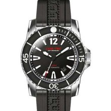 Lum-Tec Mens 300M Diver Automatic Analog Stainless Watch - Black Rubber Strap - Black Dial - LT300M-1